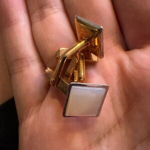 Gold and White Square Cufflinks